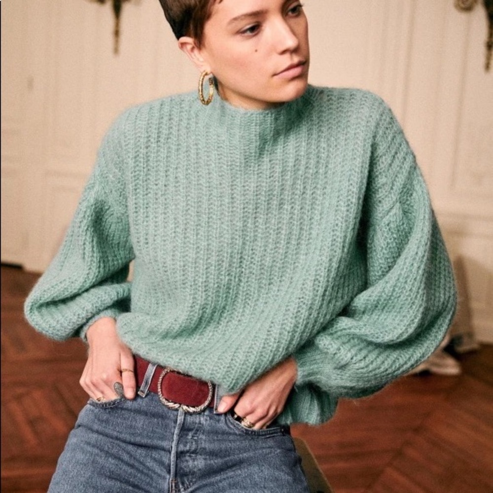 Sezane Olric Jumper in Almond Green Size XS